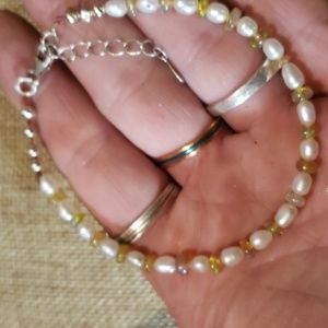 Natural Ethiopian opal and culture freshwater pearls bracelets
